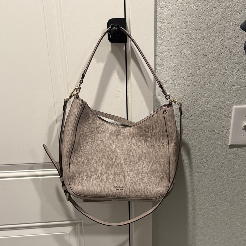 kate spade Taupe Pebbled Leather Shoulder Bag